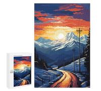 Puzzle for Adults 1000 PCS Snowy Mountain Sunset Road Adult Jigsaw Puzzles Hand Speed Race Parent-child Interaction Deal As Gifts for The Whole Family 1000 PCS