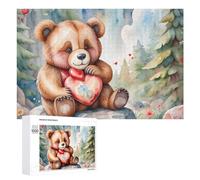 Puzzle for Adults 1000 PCS Teddy Bear Holding Heart Puzzle for Adults Brain Teaser Game Difficult Challenge for Is Ideal As A Gift 1000 PCS