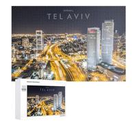 Puzzle for Adults 1000 PCS Tel Aviv Nights City Lights Puzzle for Adults Brain Teaser Game Difficult Challenge for Is Ideal As A Gift 1000 PCS