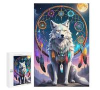 Puzzle for Adults 1000 PCS Wolf Spirit Dreamcatcher -2 Puzzle for Adults Brain Teaser Game Difficult Challenge for Is Ideal As A Gift 1000 PCS