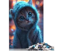 Puzzle for Adults 1000 Piece Jigsaw Puzzle Kawaii Cat In Blue Onesie Jigsaw Puzzles for Adults Kids Wooden Jigsaw Learning Educational Toy 1000pcs (75x50cm)
