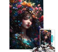 Puzzle for Adults 1000 Pieces A Girl Painted in Petals Calming Decorative Toy Fine Craft Seamless Fitting Lovely Gifts for Hobbyists (Size 50x75cm)
