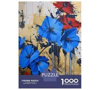 Puzzle for Adults 1000 Pieces Abstract Blue Flower Painting Puzzles for Adults Relaxing Games Precision Cutting Parent-child Interaction 70x50cm/1000pcs