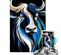 Puzzle for Adults 1000 Pieces Abstract Bull Illustration Calming Decorative Toy Fine Craft Seamless Fitting Lovely Gifts for Hobbyists (Size 50x75cm)