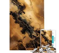Puzzle for Adults 1000 Pieces Abstract Gold Veins Marble Texture Calming Decorative Toy Fine Craft Seamless Fitting Lovely Gifts for Hobbyists (Size 50x75cm)