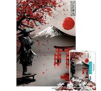 Puzzle for Adults 1000 Pieces Abstract Samurai Red Black Painting Puzzles for Adults Relaxing Games Precision Cutting Parent-child Interaction (50x75cm)