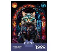 Puzzle for Adults 1000 Pieces Abyssinian Cat Abstract Puzzles for Adults Relaxing Games Precision Cutting Parent-child Interaction 52x38cm/1000pcs