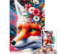 Puzzle for Adults 1000 Pieces Acrylic Majestic Blossoming Fox Quizspiel Wanddekoration Einzigartige Geburtstags- und Weihnachtsgeschenke75x50cm
