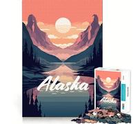 Puzzle for Adults 1000 Pieces Alaskan Lake Scene Clean Fit Decor Brain Teasing Play Cozy Time Play Birthday Decor Gift (38x26cm)