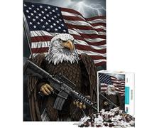 Puzzle for Adults 1000 Pieces American Eagle Rifle Flag Jigsaw 1000 Piece Educational Toy Staycation Kill Time Birthday And Unique Gifts (38x52cm)