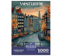 Puzzle for Adults 1000 Pieces Amsterdam Canal Sunset Adult Jigsaw Puzzle Hands-on Game Precision Cutting for Is Ideal As A Gift 70x50cm/1000pcs