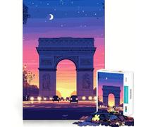 Puzzle for Adults 1000 Pieces Arc De Triomphe at Dusk Sharp Joint Play Mental Challenge Toy Calm Fun Time Christmas Home Art (38x26cm)