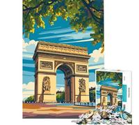 Puzzle for Adults 1000 Pieces Arc De Triomphe, Paris Illustration Hands-on Game Addictive Toys to Cultivate Patience Secret Santa Gifts Staycation Kill Time (Size 50x75cm)