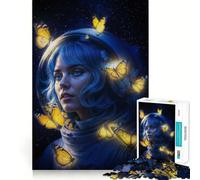 Puzzle for Adults 1000 Pieces Astronaut And Butterflies Sharp Joint Play Mental Challenge Toy Calm Fun Time Christmas Home Art (38x52cm)