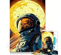 Puzzle for Adults 1000 Pieces Astronaut in Space with Planet Background Sharp Joint Play Mental Challenge Toy Calm Fun Time Christmas Home Art (38x26cm)
