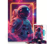 Puzzle for Adults 1000 Pieces Astronaut Neon Space Clean Fit Decor Brain Teasing Play Cozy Time Play Birthday Decor Gift (38x52cm)