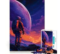 Puzzle for Adults 1000 Pieces Astronaut on Alien Planet Digital Art Sharp Joint Play Mental Challenge Toy Calm Fun Time Christmas Home Art (38x26cm)