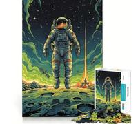 Puzzle for Adults 1000 Pieces Astronaut on Moon with Launching Rocket Sharp Joint Play Mental Challenge Toy Calm Fun Time Christmas Home Art (50x75cm)