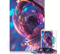 Puzzle for Adults 1000 Pieces Astronaut Reflection Sharp Joint Play Mental Challenge Toy Calm Fun Time Christmas Home Art (38x52cm)