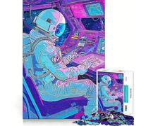 Puzzle for Adults 1000 Pieces Astronaut S Neon Clean Fit Decor Brain Teasing Play Cozy Time Play Birthday Decor Gift (38x26cm)