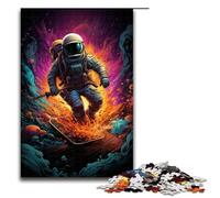 Puzzle for Adults 1000 Pieces Astronaut Skateboarding Jigsaw Every Piece Is Unique Challenging Family Fun Game 75x50cm