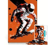 Puzzle for Adults 1000 Pieces Astronaut Skateboarding Sharp Joint Play Mental Challenge Toy Calm Fun Time Christmas Home Art (38x26cm)
