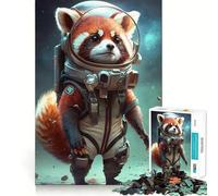 Puzzle for Adults 1000 Pieces Astronaut Space Red Panda Sharp Joint Play Mental Challenge Toy Calm Fun Time Christmas Home Art (38x26cm)