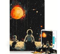 Puzzle for Adults 1000 Pieces Astronauts on A Distant Planet Clean Fit Decor Brain Teasing Play Cozy Time Play Birthday Decor Gift (50x75cm)