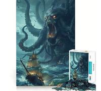 Puzzle for Adults 1000 Pieces Attack Of The Kraken Sharp Joint Play Mental Challenge Toy Calm Fun Time Christmas Home Art (50x75cm)
