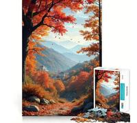 Puzzle for Adults 1000 Pieces Autumn Mountain Path Clean Fit Decor Brain Teasing Play Cozy Time Play Birthday Decor Gift (50x75cm)