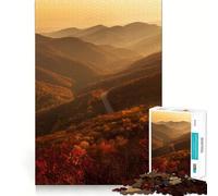 Puzzle for Adults 1000 Pieces Autumn Mountain Road Scenic View Sharp Joint Play Mental Challenge Toy Calm Fun Time Christmas Home Art (38x52cm)