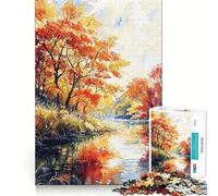 Puzzle for Adults 1000 Pieces Autumn Reflections Clean Fit Decor Brain Teasing Play Cozy Time Play Birthday Decor Gift (38x52cm)