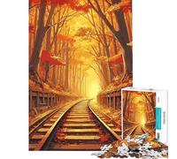 Puzzle for Adults 1000 Pieces Autumn Train Tracks Puzzle for Adults Toy Wall Decor Pattern Assembly Parent-child Interaction (Size 38x52cm)