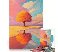 Puzzle for Adults 1000 Pieces Autumn Tree Reflection Sharp Joint Play Mental Challenge Toy Calm Fun Time Christmas Home Art (38x26cm)