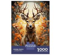 Puzzle for Adults 1000 Pieces Autumnal Deer Art Print Adult Jigsaw Puzzle Hands-on Game Precision Cutting for Is Ideal As A Gift 52x38cm/1000pcs