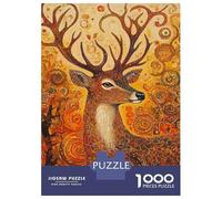 Puzzle for Adults 1000 Pieces Autumnal Deer Art Print Adult Jigsaw Puzzle Hands-on Game Precision Cutting for Is Ideal As A Gift 52x38cm/1000pcs