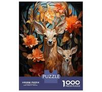 Puzzle for Adults 1000 Pieces Autumnal Deer Family Scene Puzzles for Adults Relaxing Games Precision Cutting Parent-child Interaction 38x26cm/1000pcs