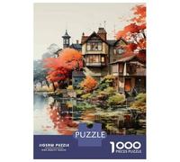 Puzzle for Adults 1000 Pieces Autumnal Waterfront Cottage Adult Jigsaw Puzzle Hands-on Game Precision Cutting for Is Ideal As A Gift 70x50cm/1000pcs