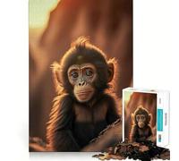 Puzzle for Adults 1000 Pieces Baby Monkey Watching Sharp Joint Play Mental Challenge Toy Calm Fun Time Christmas Home Art (38x26cm)