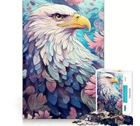 Puzzle for Adults 1000 Pieces Bald Eagle Among Flowers Clean Fit Decor Brain Teasing Play Cozy Time Play Birthday Decor Gift (38x52cm)