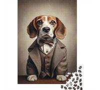 Puzzle for Adults 1000 Pieces Beagle in Suit Elegant Dog Fashion Jigsaw Puzzle Toy Wall Decor Birthday Present Unique Gifts for Birthday And Christmas 52x38cm/1000pcs