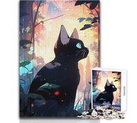 Puzzle for Adults 1000 Pieces Black Cat in A Dreamy Forest Brainteaser Family Games Birthday Present Secret Santa Gifts Size 50x75cm