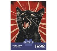 Puzzle for Adults 1000 Pieces Black Cat Propaganda Art Puzzles for Adults Relaxing Games Precision Cutting Parent-child Interaction 70x50cm/1000pcs