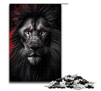Puzzle for Adults 1000 Pieces Black Wild Angry Lion Jigsaw Every Piece Is Unique Challenging Family Fun Game 75x50cm