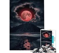 Puzzle for Adults 1000 Pieces Blood Moon Over Mountains Brain Teaser Game Addictive Toys to Cultivate Patience Great Gifts And Toys Birthday Present (Size 38x26cm)