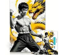 Puzzle for Adults 1000 Pieces Bruce Lee Dragon Art Fine Cut Art Brain Boosting Play Quiet Time Game Xmas Leisure Gift (50x75cm)