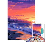 Puzzle for Adults 1000 Pieces California Beach Pixel Art Hands-on Game Addictive Toys to Cultivate Patience Secret Santa Gifts Staycation Kill Time (Size 50x75cm)