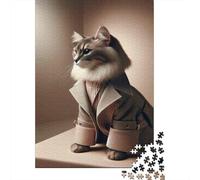 Puzzle for Adults 1000 Pieces Cat in Trench Coat Jigsaw Puzzle Toy Wall Decor Birthday Present Unique Gifts for Birthday And Christmas 70x50cm/1000pcs