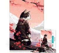 Puzzle for Adults 1000 Pieces Cat Sakura Japan Pixel Art Fine Cut Art Brain Boosting Play Quiet Time Game Xmas Leisure Gift (50x75cm)
