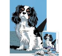 Puzzle for Adults 1000 Pieces Cavalier King Charles Spaniel Illustration Adult Jigsaw Puzzles Difficult Hard Every Piece Is Unique - Unique Challenge Game (38x26cm)